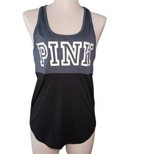 Victorias Secret PINK Racerback Tank Size XS Gray Black NWT